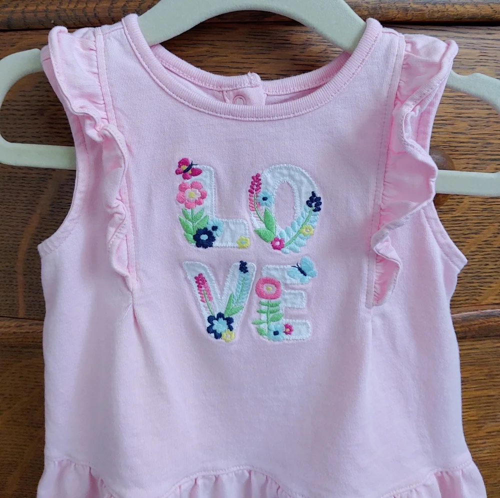 ✨ Pink Gymboree floral LOVE dress 18-24m